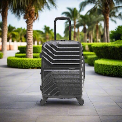 InUSA Aurum 21.65" Hardside Suitcase, 4-Wheeled Spinner, TSA Checkpoint Friendly, Black (IUAUR00S-BLK)