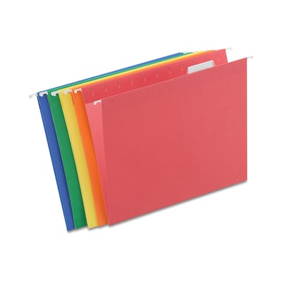 Quill Brand® Reinforced 5-Tab Box Bottom Hanging File Folders, 2 Expansion, Letter Size, Assorted,