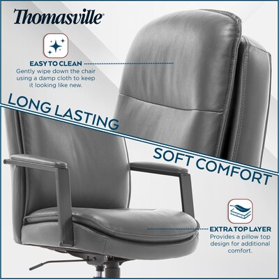 Thomasville Furniture Upton Ergonomic Bonded Leather Swivel Manager Chair, Gray (51421-GRY)