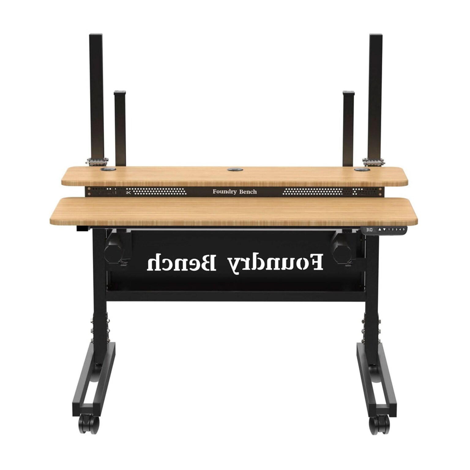 VersaDesk Foundry Bench 48W Electric Rectangular Adjustable Standing Desk, Bamboo/Black (FB4830-BNB-APP)