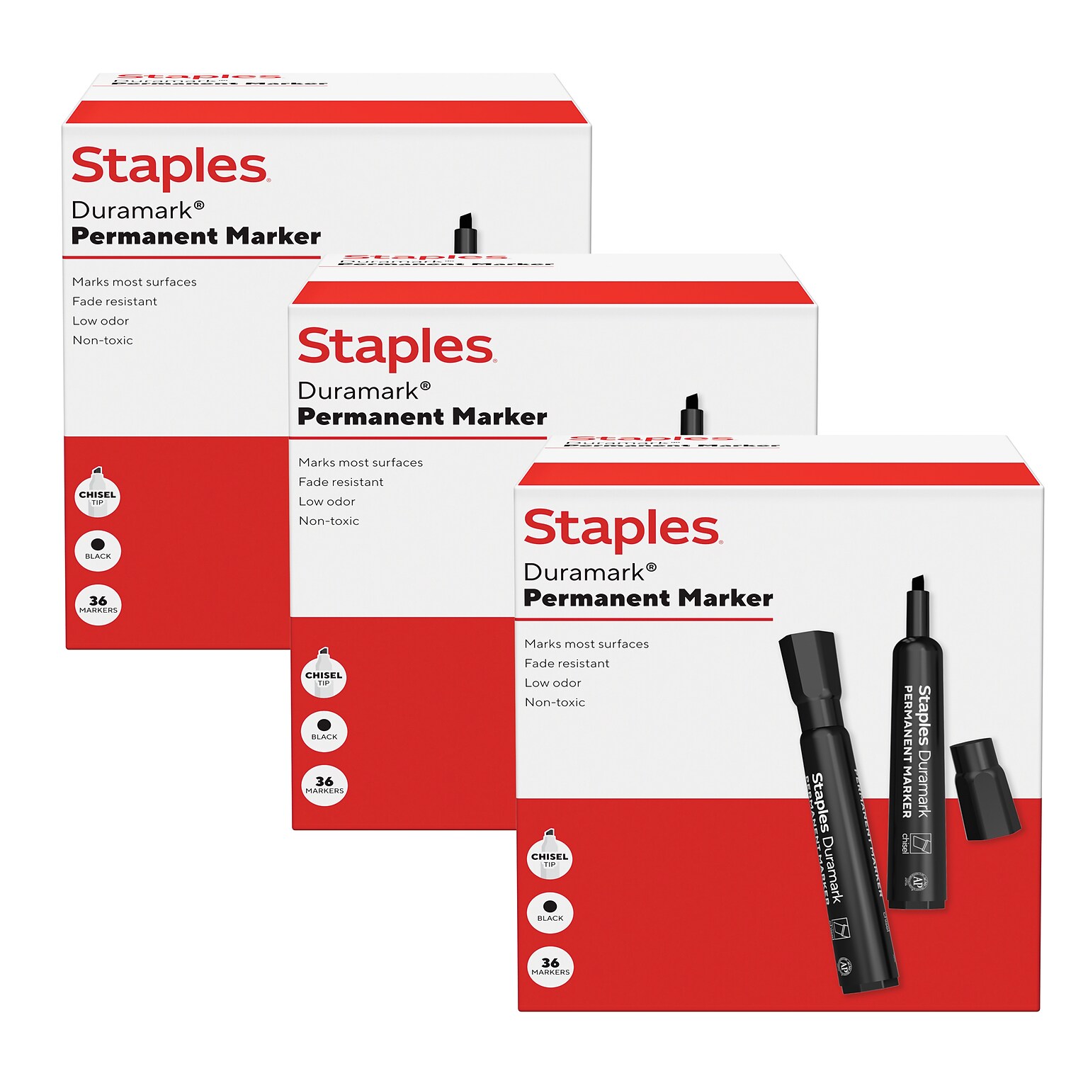 Staples Duramark Tank Marker, Chisel Tip, Black, 108/Pack (ST62928)