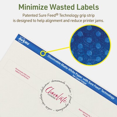 Avery Dissolvable Decorative Edge Multipurpose Labels, 2-3/8" x 8", Off-white, 75/Pack (94117)