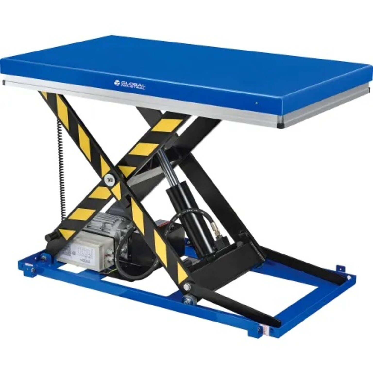 Global Industrial Power Scissor Lift Table, Hand & Foot Control, 72W x 48D, 4840 Lb. Capacity (989036)