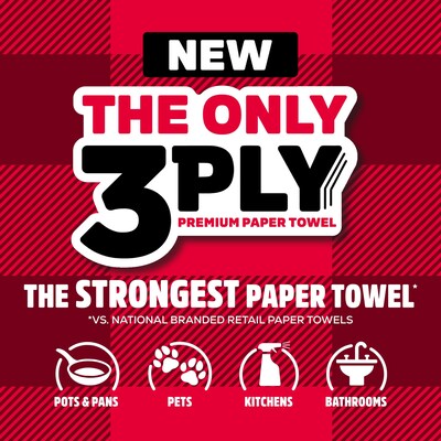 Brawny Tear-A-Square Paper Towels, 3-ply, 76 Sheets/Roll, 8 Rolls/Pack (446005)