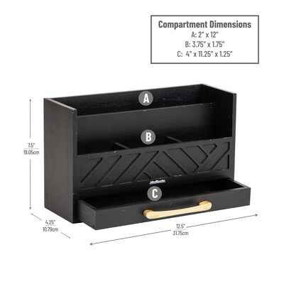 Mind Reader 5-Compartment Wood Desk Organizer, Black (VERTORG-BLK)