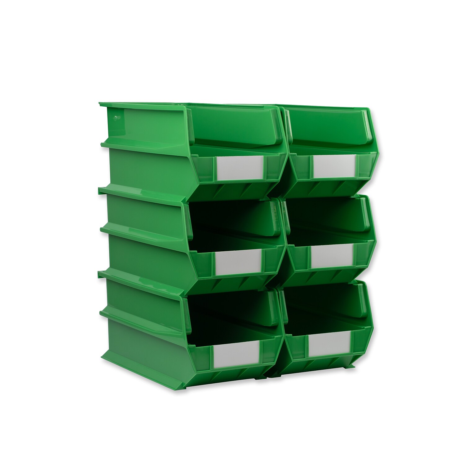 Triton Products LocBin Extra Large Stackable Plastic Storage Bin, 7 x 8.25x 14.75, 14.75 Qt., Green, 6/Pack (3-240GRN)