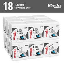 WypAll L40 Cellulose Wipers, White, 56 Wipes/Pack, 18 Packs/Carton (05701)