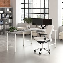 Bush Business Furniture Hustle 60W L Shaped Computer Desk with Metal Legs, Platinum Gray (HUS003PG)