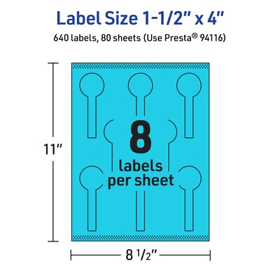 Avery Printable Decorative Edge Multipurpose Labels, 1.5" x 4", Bright Blue, 640/Box (94116)