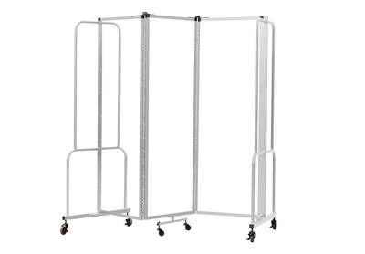 National Public Seating Robo Series 3-Panel Folding Mobile Room Divider, 72"H x 72"W, Clear Acrylic (RDG6-3CA)