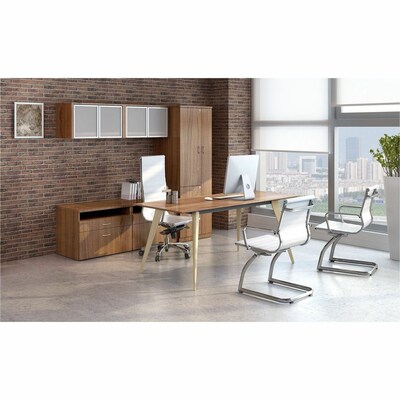 Lorell Essentials Series 65.6" Laminate Tall Storage Cabinet With 2-Drawers, Walnut (LLR69889)