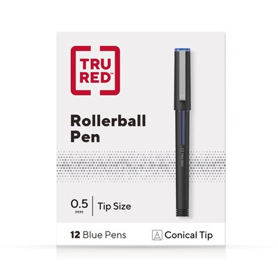 TRU RED™ Rollerball Pens, Conical Tip, Blue, Dozen/Pack (TR57322)