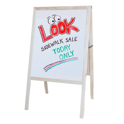 Flipside Dry-Erase/Chalkboard Marquee Easel, 42, White/Black/Natural Wood (31200)