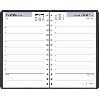 2026 AT-A-GLANCE DayMinder 5 x 8 Daily Appointment Book, Faux Leather Cover, Black (SK44-00-26)