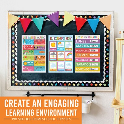 Hadley Designs 17" x 11"  Colorful Spanish Preschool Educational Posters, Laminated, 12/Set (HDDX004AH66RV)