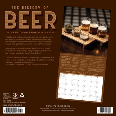 2027 Willow Creek History of Beer 12 x 12 Monthly Wall Calendar, Assorted Colors (65105)
