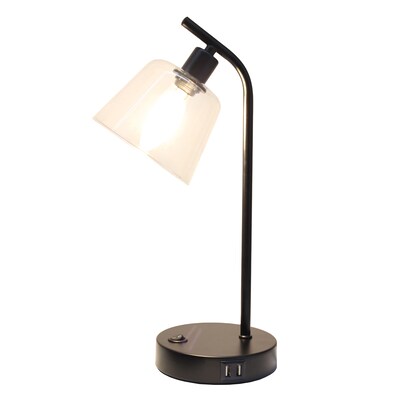 Simple Designs Sleek Essentials LED Desk Lamp, 15.75, with USB Ports, Black (LD1074-BLK)