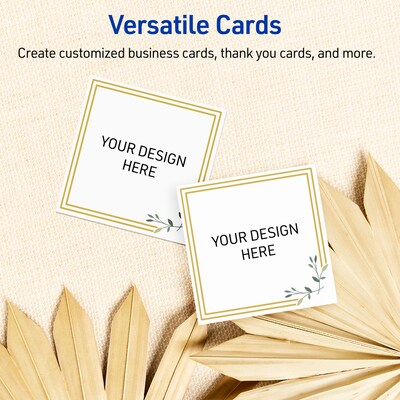 Avery Gold Double Border with Florals Matte Blank Card, White, 90/Pack (S00-DMY)