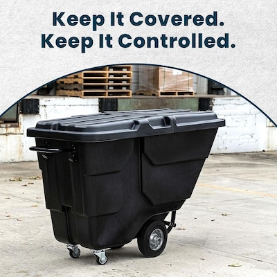 Alpine Industries Tilt Truck with Lid, 1/2 Cubic Yard, Black (500-12850HL-NR-BLK)