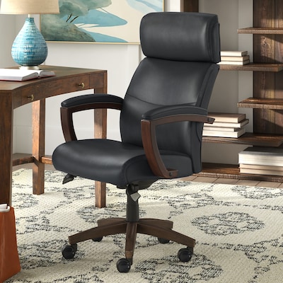La-Z-Boy Greyson Ergonomic Bonded Leather Swivel Executive Chair, Black (CHR10086B)