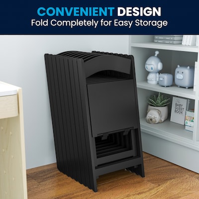 Flash Furniture HERCULES Resin Kids Folding Chair with Black Vinyl Padded Seat (LEL1KBK)