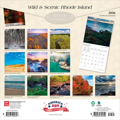 2026 BrownTrout Rhode Island Wild & Scenic 12 x 12 Monthly Wall Calendar (9798330705320)