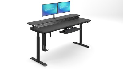 VersaDesk PowerLift Split-Level 72"W Electric Rectangular Adjustable Standing Desk, Black (PL2SD7230-BB)
