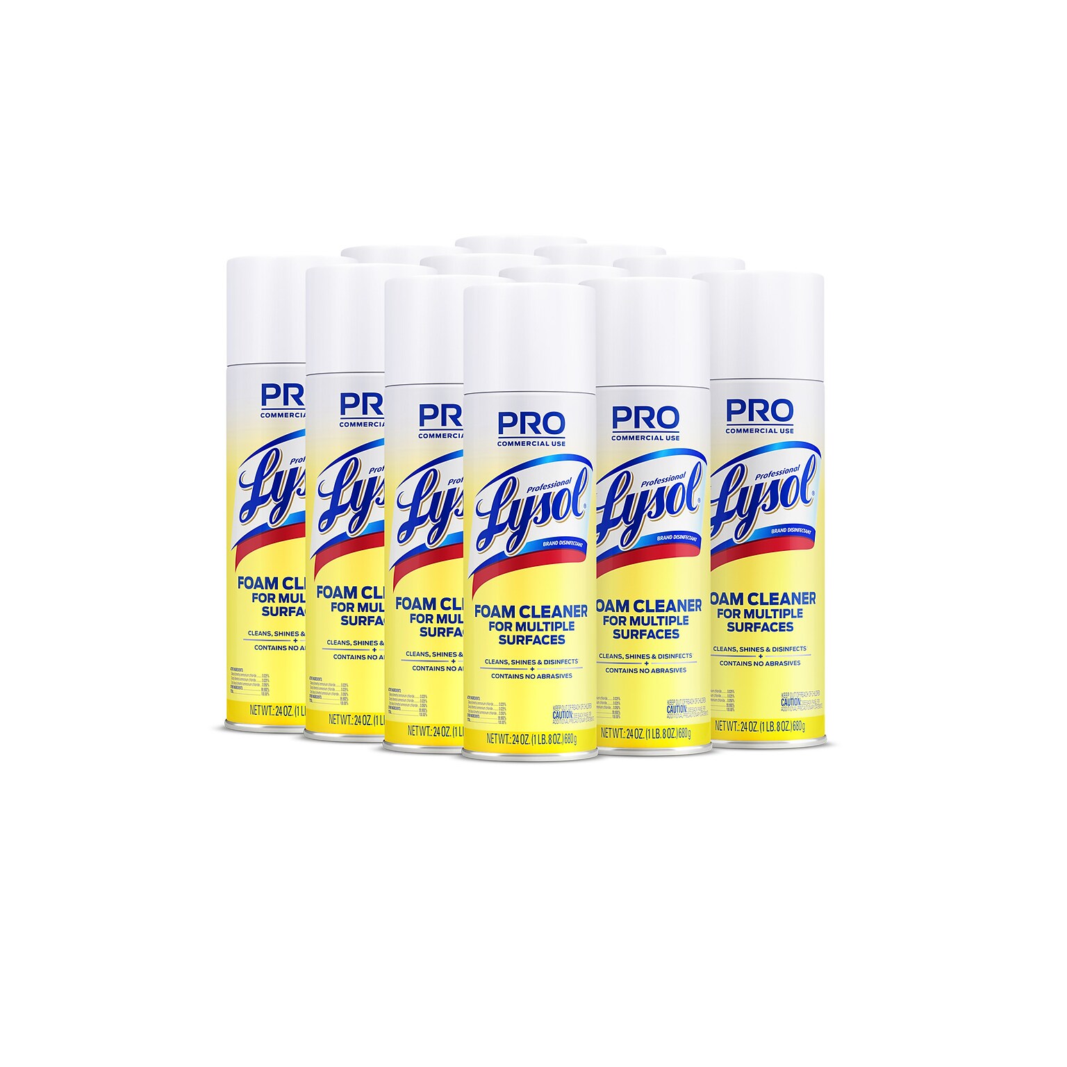 Lysol Professional Foam Cleaner for Multiple Surfaces, Fresh Clean, 24 Oz., 12/Carton (3624102775CT)