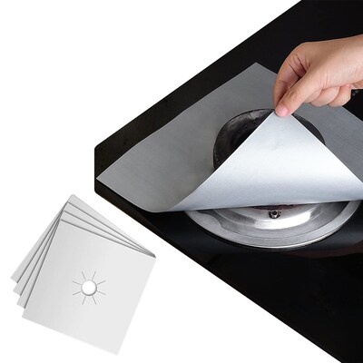 Extreme Fit Aluminum Foil Gas Stove Burner Cover Protector, 4/Pack (TI-4SFC-SIL)