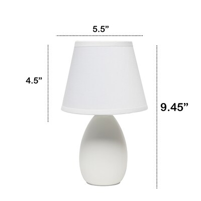 Creekwood Home Nauru 9.45" Traditional Petite Ceramic Oblong Bedside Table Desk Lamp, Off White (CWT-2005-OF)
