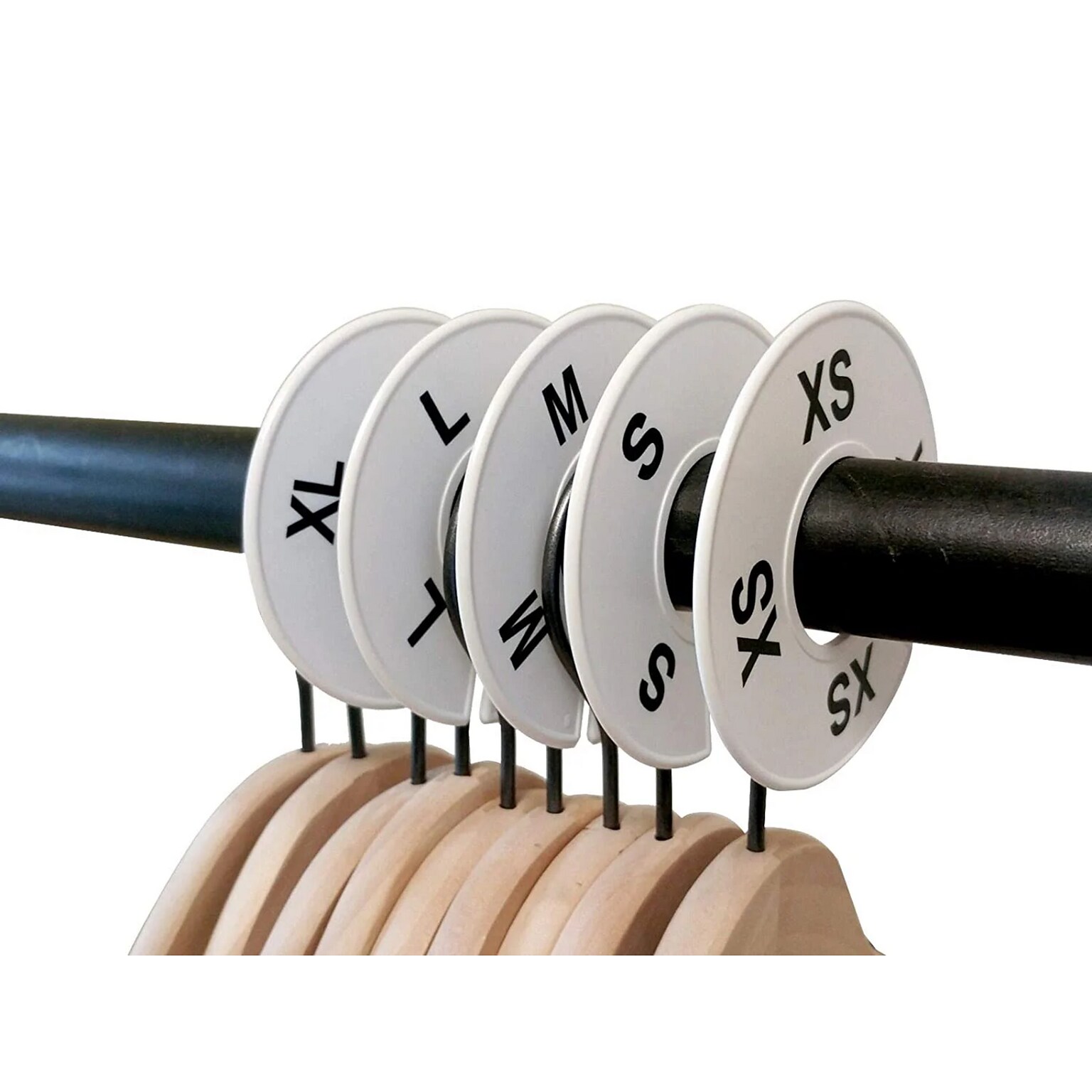 Nahanco Round Clothing Rack Size Divider, White with Black Print, Size 26 (CWB26)