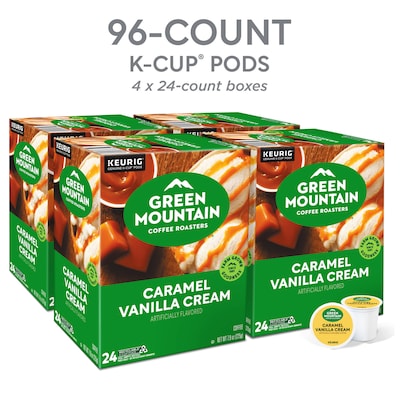 Green Mountain Caramel Vanilla Cream Coffee Keurig® K-Cup® Pods, Light Roast, 96/Carton (GMT6700CT)