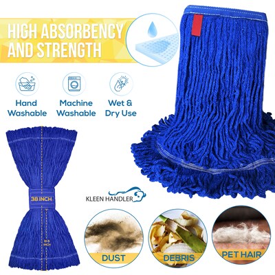 BISON LIFE Kleen Handler Blend Heavy Duty String Mop Head, Dark Blue, 24/Pack (BPHD-LEM-BD-DBL-24-1-
