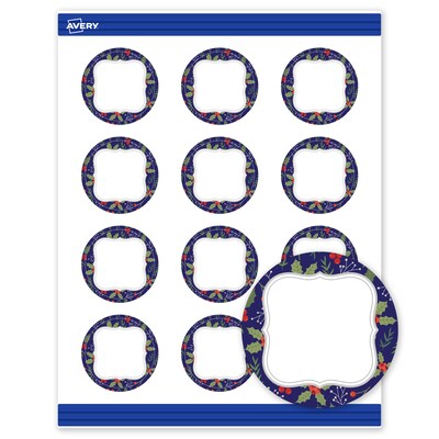 Avery Silver-Navy Matte Blank Card, White, 120/Pack (S00-FHS)