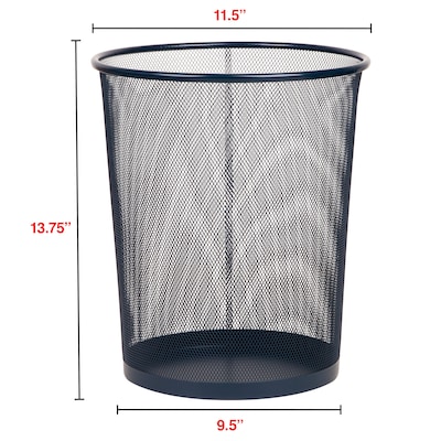 Staples Metal Mesh Trash Can, 4.4 Gallon, Navy Blue (ST63856)