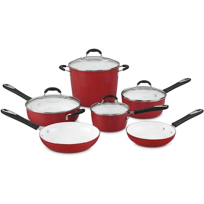 Elements 10-piece Non-Stick Ceramic Cookware Set - Red