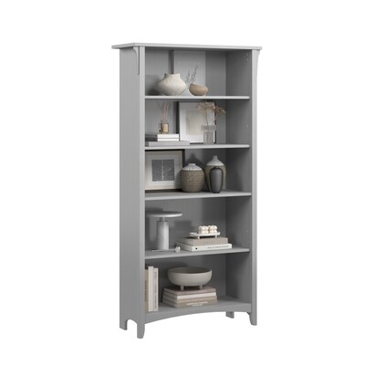 Bush Furniture Salinas 63H 5-Shelf Bookcase with Adjustable Shelves, Cape Cod Gray Laminated Wood (SAB132CG-03)