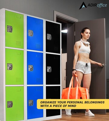 AdirOffice 72'' 3-Tier Blue Storage Locker (629-203-BLU)