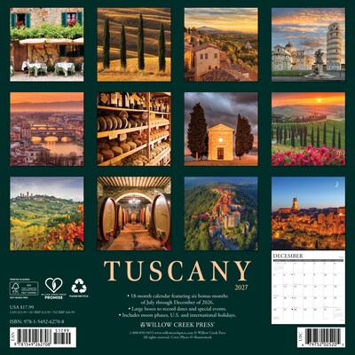 2027 Willow Creek 12 x 12 Monthly Wall Calendar, Assorted Colors (62708)
