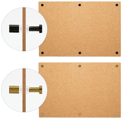 Excello Brands Cork Bulletin Board, Black and Gold Wall Posts, 18" x 24" (CRKBRD-1824-BG)