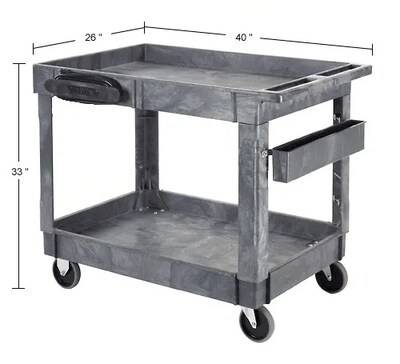 Global Industrial Utility Cart w/ 2 Shelves & 5" Casters, 500 lb. Capacity, 40"L x 26"W x 33"H (498526)