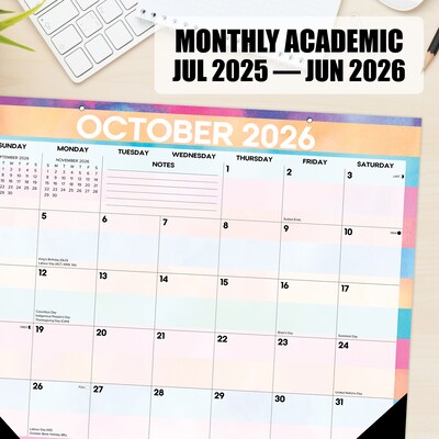 2026-2027 Willow Creek 22" x 17" Academic Monthly Desk Pad Calendar, Watercolor Stripe (64733)