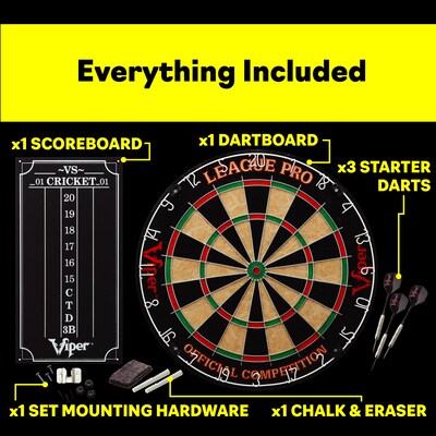 Viper League Pro Sisal Dartboard Starter Kit (42-6011)