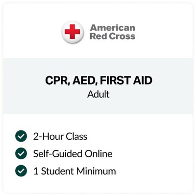 American Red Cross Online First Aid, CPR & AED Training Refresher Course, 1 Student (ARCAFACPRAEDOL)