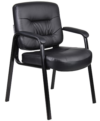 Boss Office Products LeatherPlus Guest Chair, Black (B7509)