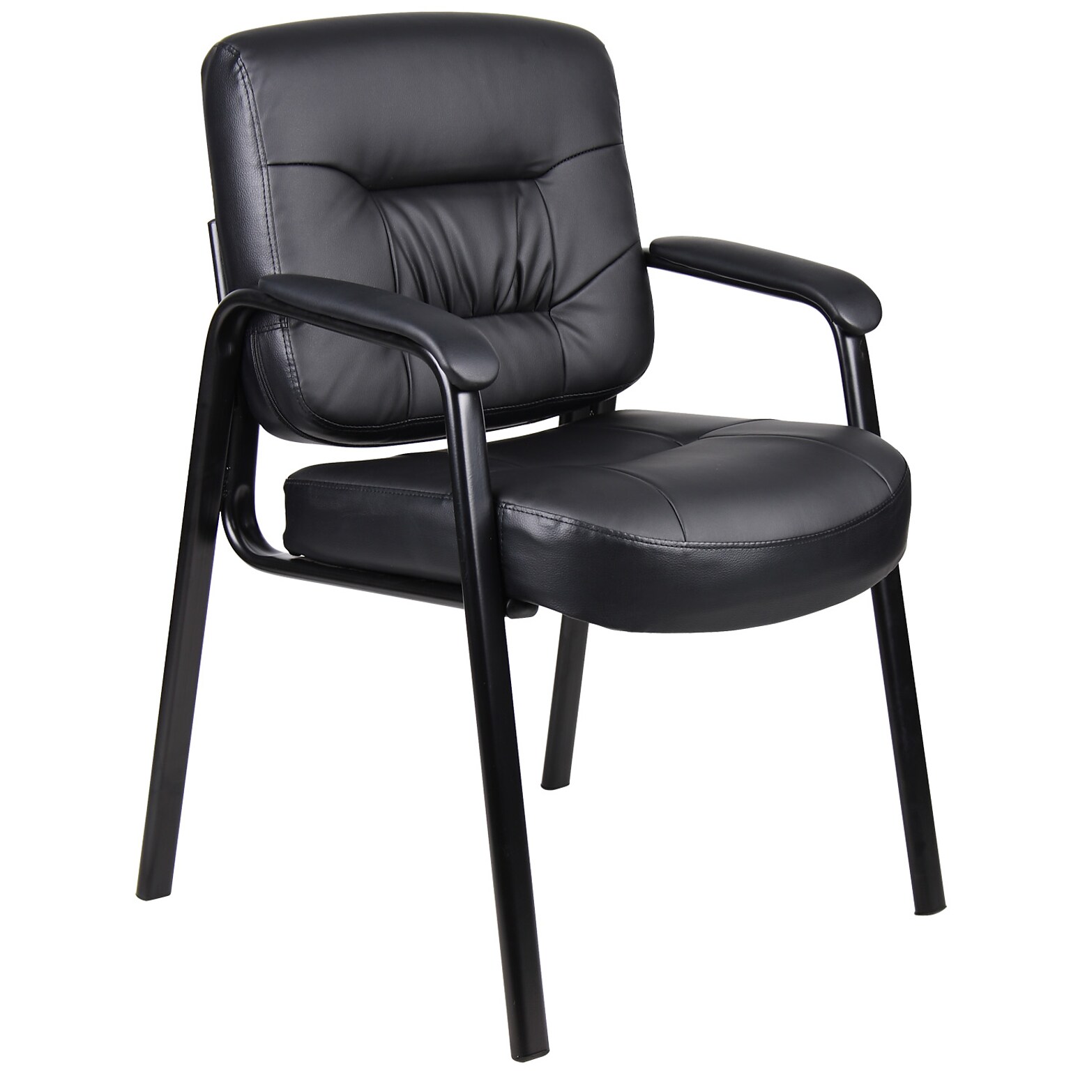 Boss Office Products LeatherPlus Guest Chair, Black (B7509)