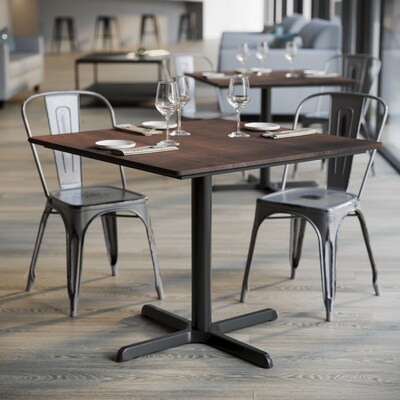 Flash Furniture Acadia Square Wooden Dining Table with X-Base, 36"D x 36"W, Dark Brown/Black Base (STSQ36WBRT3030)