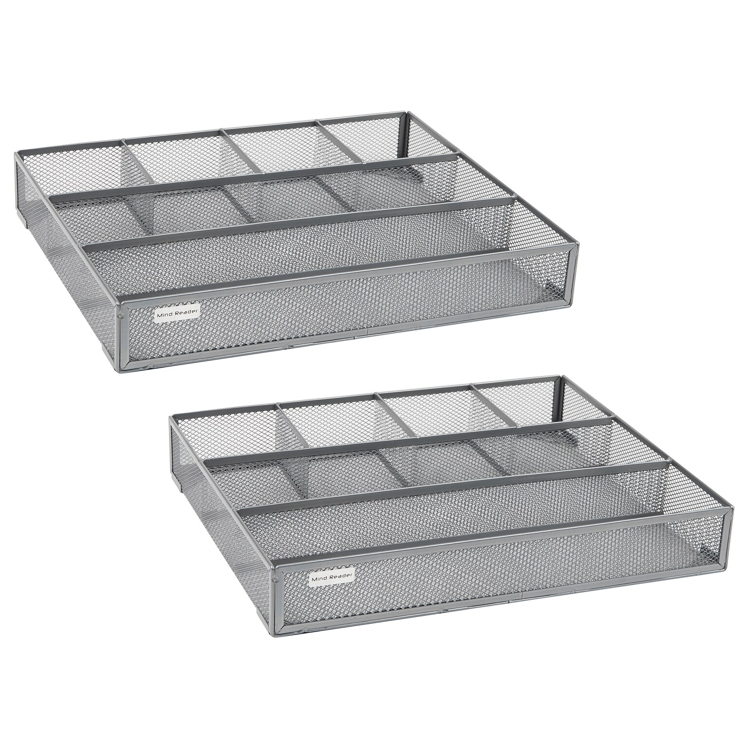 Mind Reader 6-Compartment Metal Drawer Organizer, Silver, 2/Set (2DEER-SIL)