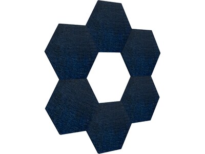 Luxor Reclaim Stick-On Decorative Acoustic Panels, 11H x 9.5W, Midnight Blue PET, 6/Pack (RCLMHEX0