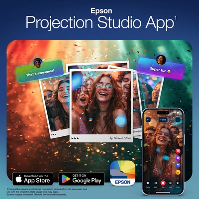 Epson Lifestudio Pop Plus Wireless  4K PRO-UHD Portable Lifestyle Projector, Black (V11HB73120)